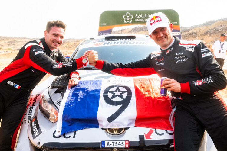 Sebastien Ogier ja Vincent Landais Saudi Araabia 2025 Foto: Jaanus Ree / Red Bull Content Pool