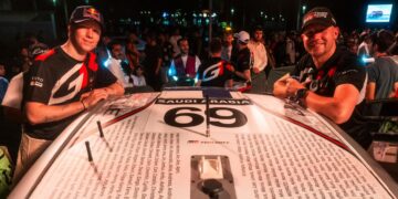 Kalle Rovanperä ja Jonne Halttunen, Jeddah, Saudi Araabia 2025. Foto: Jaanus Ree / Red Bull Content Pool