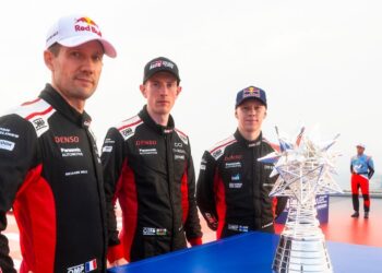 Sebastien Ogier, Elfyn Evans ja Kalle Rovanperä võitlevad 2025. aasta maailmameistritiitli nimel. Foto: Jaanus Ree / Red Bull Content Pool.