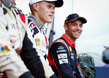 Ott Tänak ja Hayden Paddon 2018 aastal Austraalia MM-rallil, Foto: Fabien Dufour / Hyundai Motorsport GmbH