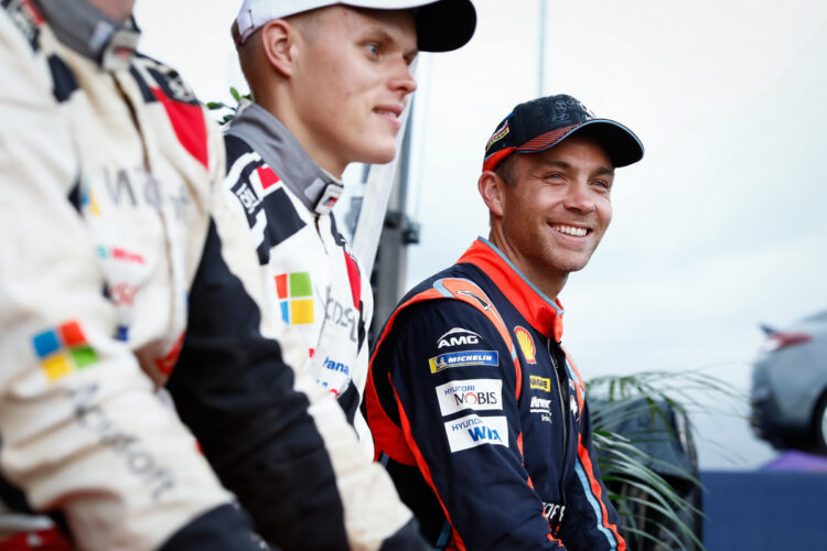 Ott Tänak ja Hayden Paddon 2018 aastal Austraalia MM-rallil, Foto: Fabien Dufour / Hyundai Motorsport GmbH