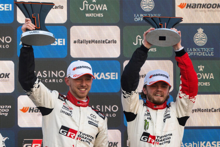 Oliver Solberg ja Elliott Edmondson, Monte-Carlo 2026 poodium, Foto: Jaanus Ree / Red Bull Content Pool