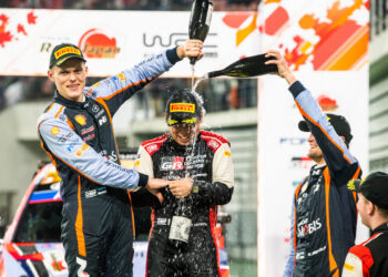 Ott Tänak, Takamoto Katsuta ja Martin Järveoja Jaapani MM-rallil 2022, Foto: Jaanus Ree / Red Bull Content Pool