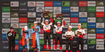 Takamoto Katsuta, Aaron Johnston Safari Keenia ralli poodiumi kõrgeimal astmel 2026, Foto: Jaanus Ree / Red Bull Content Pool