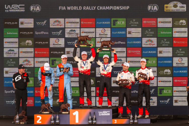 Takamoto Katsuta, Aaron Johnston Safari Keenia ralli poodiumi kõrgeimal astmel 2026, Foto: Jaanus Ree / Red Bull Content Pool