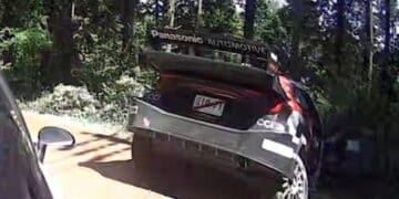 Oliver Solbergi auto peale avariid, Kuvatõmmis: rally.tv