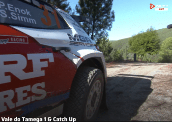 Enoki Skoda SS3 finishis. Kuvatõmmis Rally.tv